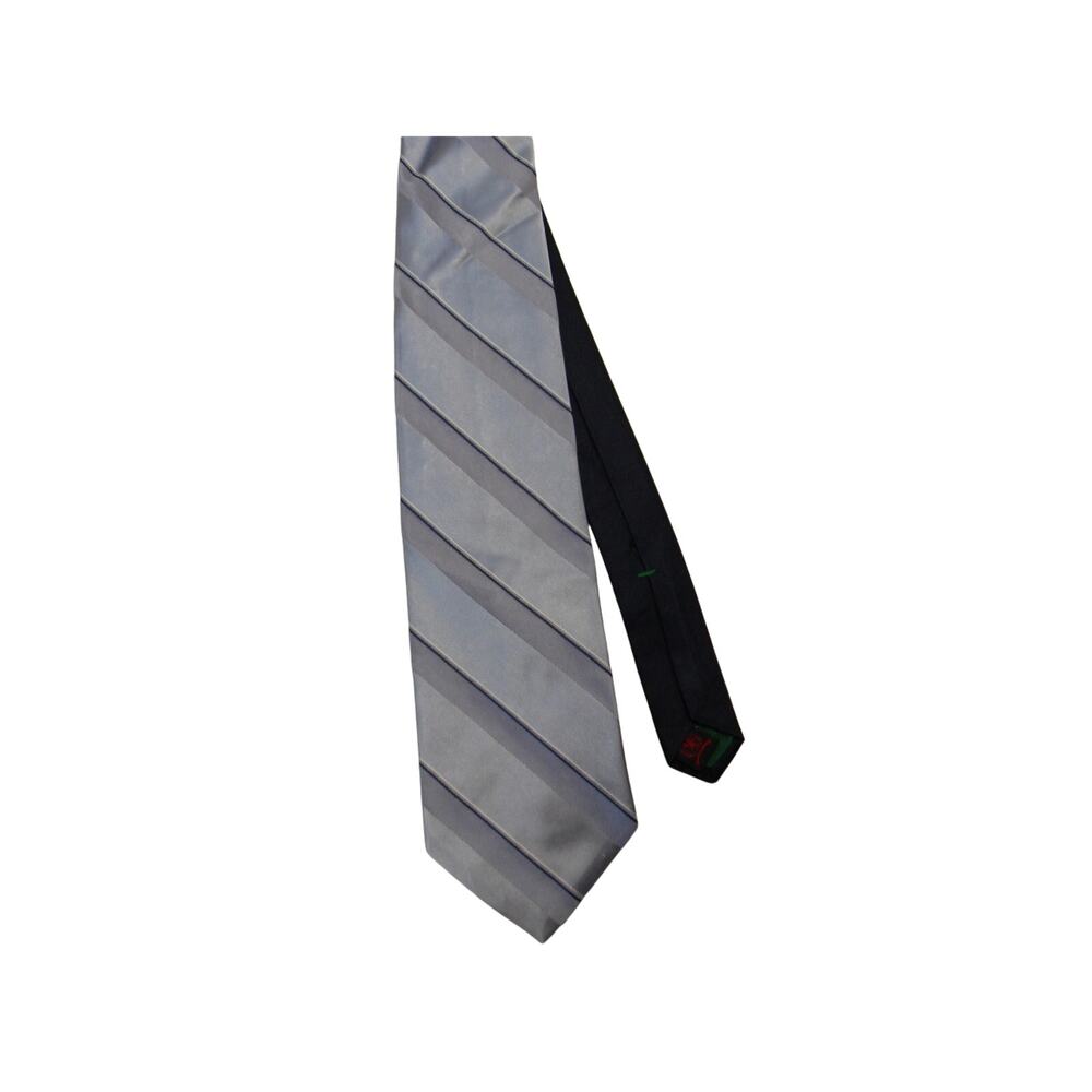Tommy Hilfiger Tie 100% Silk Blue Purple Black‎ Stripe Necktie Classic Event